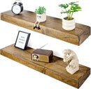 Floating Shelves 3 inch Thick for Wall Set of 2,Solid Pine Wood Wall Mount Shelf for Kitchen Living Room Bedroom Bathroom,8" D x 24" L x 3" H-Distressed Black Walnut by CozyNest Decor