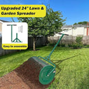 Compost Spreader, 24" Peat Moss Spreader, Roller Lawn Spreader with 3 Heights T Shaped Handle, Side Latches Powder Coated Steel Mesh Basket, Lawn & Garden Spreader for Spreading Manure Topsoil, Green by GreenHaven Gardens