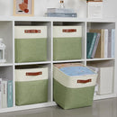 DULLEMELO Storage Basket, Linen Closet Organizers and Storage Baskets for Home Office, Suitable as Dog Toy Box, Baby Gift Basket, 4 Pieces 12x12 Decorative Cube Storage Bins(4 Pack - 12" White&Green) by TinyTreasures Baby Boutique