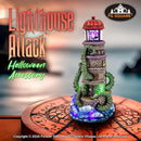 Lighthouse Attack Kraken Theme Spooky Halloween Village Multi-Color LED Lights, Animated Rotating Food Light and Music 6" x 5.5" x 12" by CozyNest Decor