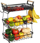 ANTOPY 3 Tier Fruit Basket with 2 Banana Hangers, Countertop Fruit Vegetable Basket Bowl for Kitchen Counter Metal Mesh Basket Fruits Stand Produce Holder Organizer for Onion Potato Bread Snack Veggie by CozyNest Decor