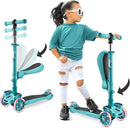 Hurtle 3-Wheeled Scooter for Kids - Wheel LED Lights, Adjustable Lean-to-Steer Handlebar, and Foldable Seat - Sit or Stand Ride with Brake for Boys and Girls Ages 1-14 Years Old by TinyTreasures Baby Boutique