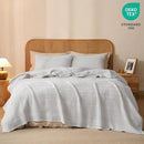 PHF 100% Cotton Waffle Weave Blanket Queen Size, Soft Lightweight Breathable Cozy Summer Blankets for Bed, Luxury Aesthetic Woven Bedding for Home Decor, 90"x90", Light Grey by CozyNest Decor