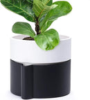 8 Inch Self-Watering Planter Pot with Terracotta Insert, Deep Water Reservoir, and Ceramic-Alike BPA-Free Plastic Planter Pot for Plant, Modern Planter for Houseplants, Black/White, 53-C-T-7 by CozyNest Decor