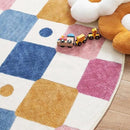 jinchan Round Rug 5ft Kids Washable Rug Indoor Floor Cover Non-Slip Soft Elementary School Classroom Modern Colorful Diamond Carpet for Nursery Daycare Bedroom Playroom Living Room Berries on Cream by CozyNest Decor
