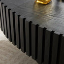 Oval Coffee Table for Living Room, Modern Fluted Coffee Tables with Pedestal Base, Handcrafted Centre Tea Tables Easy Assembly-43.7" Black by CozyNest Decor
