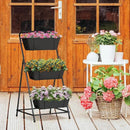Raised Garden Bed 3 Tier Vertical Garden Planter Elevated Planter Boxes Outdoor Herb Planter with Drainage Holes Removable Tray for Patio Balcony Porch Black by GreenHaven Gardens