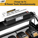LBT Large Power Tool Organizer Wall Mount with Charging Station, 8 Drill Holder, 4 Layer Heavy Duty Metal Tool Storage Rack, 6 Power Strip, 8 Hooks, 2 Screw Boxes, Cool Gifts for Him Fathers Day by GreenHaven Gardens