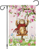 Heyfibro Spring Cute Cat Welcome Garden Flag 12x18 Inch Double Sided Burlap Butterfly Floral Yard Flag for Seasonal Holiday Farmhouse Outdoor Decor(ONLY FLAG) by GreenHaven Gardens