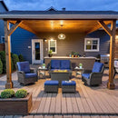 8 Piece Outdoor Patio Furniture Set - 41" CSA Propane Fire Pit Table Patio Conversation Set with Swivel Rocker Outdoor Chairs, Wicker loveseat and Ottoman for Outside Casual Gathering by GreenHaven Gardens