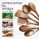 Wooden Spoons for Cooking, Nonstick Cooking Utensil Set with 6 Piece Acacia Wooden Spatulas and Spoons for Cooking, Terrific for Everyday Kitchen Tasks by CozyNest Decor