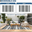 Outdoor Plastic Straw Rug 9x18 Waterproof Outside Rug, Large Modern Striped Reversible Floor Mats, Foldable & Lightweight Camping Carpet for Patio, Porch, Deck, Backyard, Balcony, Grey by CozyNest Decor