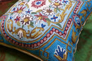 Turquoise Floral Pillow Cover Traditional Blue Flower Pillowcase Traditional Outdoor Cushion Suzani Flower Throw Florals Chair Farmhouse Hand Embroidered Cushions Wool 18x18 Inch by CozyNest Decor