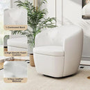 360° Swivel Leather Accent Chair, Modern Barrel Club Chair with Leather Upholstery and Sturdy Base, Comfortable Armchair for Living Room, Bedroom, Reading Nook, White by CozyNest Decor