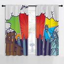 City Rod Pocket Blackout Curtains for Boy Girl Bedroom, Pop Art Style New York Cityscape Thermal Insulated Home Window Drapes for Living Room Darkening, 42x45 inch by TinyTreasures Baby Boutique