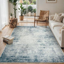 5x7 Area Rugs for Living Room Bedroom, Abstract Washable Rugs with Non-Slip Backing, Stain Resistant Indoor Floor Carpet for Dining Room Table Nursery Hallway Home Office-Blue/Ivory by TinyTreasures Baby Boutique