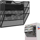 3-Tier Magnetic File Holder, No Drilling Installation File Cabinet Organizer, Black Magnetic File Organizer, Magazine Rack, Magnetic Paper Holder for Refrigerator, File Cabinets, Whiteboard by CozyNest Decor