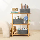 Small Storage Baskets for Organizing | Closet Organizer Bins | Shelf Toy Basket | Woven Rope Baskets | Cube Decorative Box | Shallow Basket | 13x8.5x5.1” | 3 Packs Dark Gray by CozyNest Decor