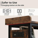 IRONCK Console Table, Sofa Table with Power Outlet, Farmhouse Hallway Table for Entryway, Living Room, Height Adjustable, Easy Assembly, Rustic Brown, 43" by CozyNest Decor