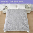 Bigacogo Chunky Knit Throw Blanket for Couch, 60x80 inches, 100% Hand Knitted with Thick Jumbo Chenille Yarn, Cozy Soft Large Rope Knot Cable Crochet Blankets for Sofa Bed Living Room, Light Grey by CozyNest Decor