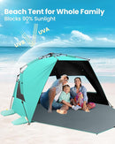 OutdoorMaster Beach Tent with Blackout Shelter Technology, Portable Beach Shade Sun Shelter Canopy for 4-6 Person with UPF 50+ UV Protection, Easy Setup Pop Up Tent Family Size by TinyTreasures Baby Boutique
