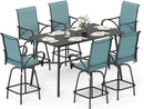 Sophia & William Outdoor Bar Set, Patio Bar Table and Chairs Set, Bar Height Patio Set - 6 x Swivel Bar Chairs(Baby-Blue), 1 x Rectangular Bar Table(Black) by CozyNest Decor