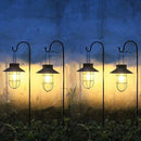 4 Pack Hanging Solar Lantern Lights with Shepherd Hook, Metal Waterproof Warm White Edison Bulb Lights for Garden Outdoor Pathway by CozyNest Decor