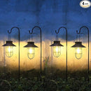 4 Pack Hanging Solar Lantern Lights with Shepherd Hook, Metal Waterproof Warm White Edison Bulb Lights for Garden Outdoor Pathway by CozyNest Decor