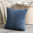 Fancy Homi 2 Packs Dusty Blue Samll Decorative Throw Pillow Covers 14x14 Inch with for Couch Bed Sofa, Rustic Farmhouse Boho Home Decor, Soft Corss Patchwork Corduroy Square Cushion Case 35x35 cm by CozyNest Decor