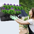 Worth Garden Upgraded 6 Sets (18 Pockets) Self Watering Stackable Vertical Planters - Wall Mounted Plastic Plant Grow Pots fr Strawberries Flowers Herbs - Indoor Outdoor Green Wall Decoration (Black)