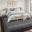 Wonnitar Striped Black Area Rugs 9x12 Living Room, Non-Slip Soft Berber Stripe Bedroom Rug, Low Pile Minimalist Floor Carpet for Dining Room Living Room Department (Black,9' x 12') by CozyNest Decor