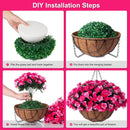 Artificial Hanging Flowers with 12" Basket for Outdoor Decor, Fake Hydrangea UV Resistant Arrangements in Pot Indoor Porch Garden Yard Spring Summer Decor(Double Rose) by GreenHaven Gardens