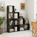 Tangkula 4-Tier Stepped Bookshelf, Freestanding 6 Cubes Ladder Bookcase with Anti-Tipping Kits, 64" Tall Modern Wooden Storage Display Rack for Home Office Living Room Study (2, Black) by CozyNest Decor