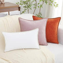 decorUhome Fall Chenille Soft Throw Pillow Covers 12x20 Set of 2, Lumbar Velvet Farmhouse Neutral Decorative Euro Pillow Covers with Stitched Edge for Couch Sofa Bed Home Decor, Rust by CozyNest Decor