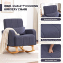 Rocking Chair with Ottoman, Upholstered Glider Rocker with High Backrest and Side Pocket, Comfy Reading Chair with Solid Wood Legs for Nursery, Living Room,Bedroom Dark Grey by TinyTreasures Baby Boutique