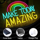 Make Today Amazing Neon Sign Wall Decor Dimmable Rainbow Neon Light USB Powered Motivational Word Led Light Sign for Bedroom Classroom Cafe Bar Birthday Party Wedding by CozyNest Decor