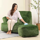 Comfy Gaint Bean Bag Chair with Ottoman, Huge Bean Bag Armchair for Adults and Teens, Green by CozyNest Decor