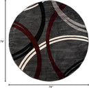 Rugshop Modern Wavy Circles Design 6' 6" (6' 6" Diameter) Red by TinyTreasures Baby Boutique