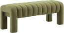 43.3" Bedroom Bench, Upholstered Entryway Bench, Modern End of Bed Ottoman with Solid Wood Legs and Adjustable Foot Pegs for Entryway, Dining Room and Living Room (Green Boucle) by CozyNest Decor