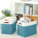 DULLEMELO Extra Large Storage Baskets, Fabric Storage Bins for Organizing Shelves Nursery Toys Books, Closet Baskets and Bins with Handles, White&Teal, 2-Pack by TinyTreasures Baby Boutique