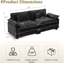 URRED Modular Sectional Sofa Comfy Cloud Couch, Modern Chenille Sofa Sleeper Deep Seat Couches with Ottoman/Pillows for Living Room (Black, 82.6'') by CozyNest Decor