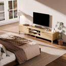 TV Stand for Living Room - up to 80 Inch TVs Mid Century Modern Entertainment Center with Storage and Adjustable Shelves, Media Console Table Oak 70" by CozyNest Decor