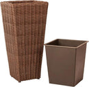 Patio Sense 62501 Alto Wicker All-Weather Planter Set with Liners Tall Plant Decor Box for Outdoors Patio Herb Garden Furnishings - Mocha - Pack of 2 by GreenHaven Gardens