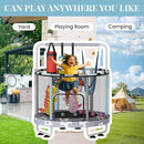 LAMERGE 55" 7-in-1 Round Trampoline for Kids Boys & Girls Ages 1-8, Indoor & Outdoor Trampoline for Fun, Adjustable Height Handrail ＆ Enclosed Safety Net ＆ Durable Designs for Toddlers Children by TinyTreasures Baby Boutique