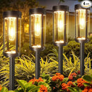 Solar Pathway Lights Outdoor Decor: Upgraded 4 Pack Bright Solar Powered Garden Lights Waterproof IP65, Long Lasting Decorative Outdoor Light for Yard Garden Patio Walkway Path (Warm White, 4 Pack) by CozyNest Decor