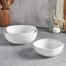 Denmark White Porcelain Chip Resistant Scratch Resistant Commercial Grade Serveware, 3 Piece Serving Bowl Set by CozyNest Decor