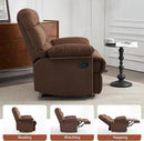 Rocker Recliner Chair, Overstuffed Manual Rocking Recliner for Adults, Upholstered Comfy Soft Fabric Living Room Reclining Sofa Chair (Brown Fabric) by CozyNest Decor