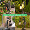 Garden Statue Monkey Figurine - Monkey Decor with Solar Powered Led Lights for Patio Lawn Balcony Yard - Ideal Gift for Women Moms Grandma Housewarming (Copper) by GreenHaven Gardens