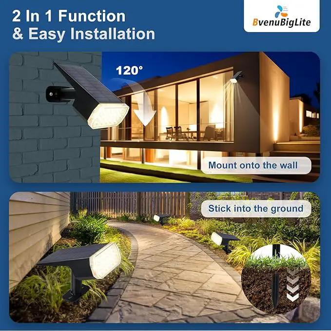 Waterproof Solar Lights Outdoor: IP65 Led Spot Light Decorations for Garden - 3 Lighting Modes Solar Powered for Yard - Dust to Dawn Uplighting Landscape Pathway Drive Patios 6PC Warm, photo 6 of 8