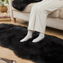 AMTOVO Faux Sheepskin Rug, Black Ultra Soft Fluffy Shag Area Rug, 2 x 6 ft Faux Fur Rug for Bedroom Sofa Throw Cushion Room Decor, Sheepskin by CozyNest Decor